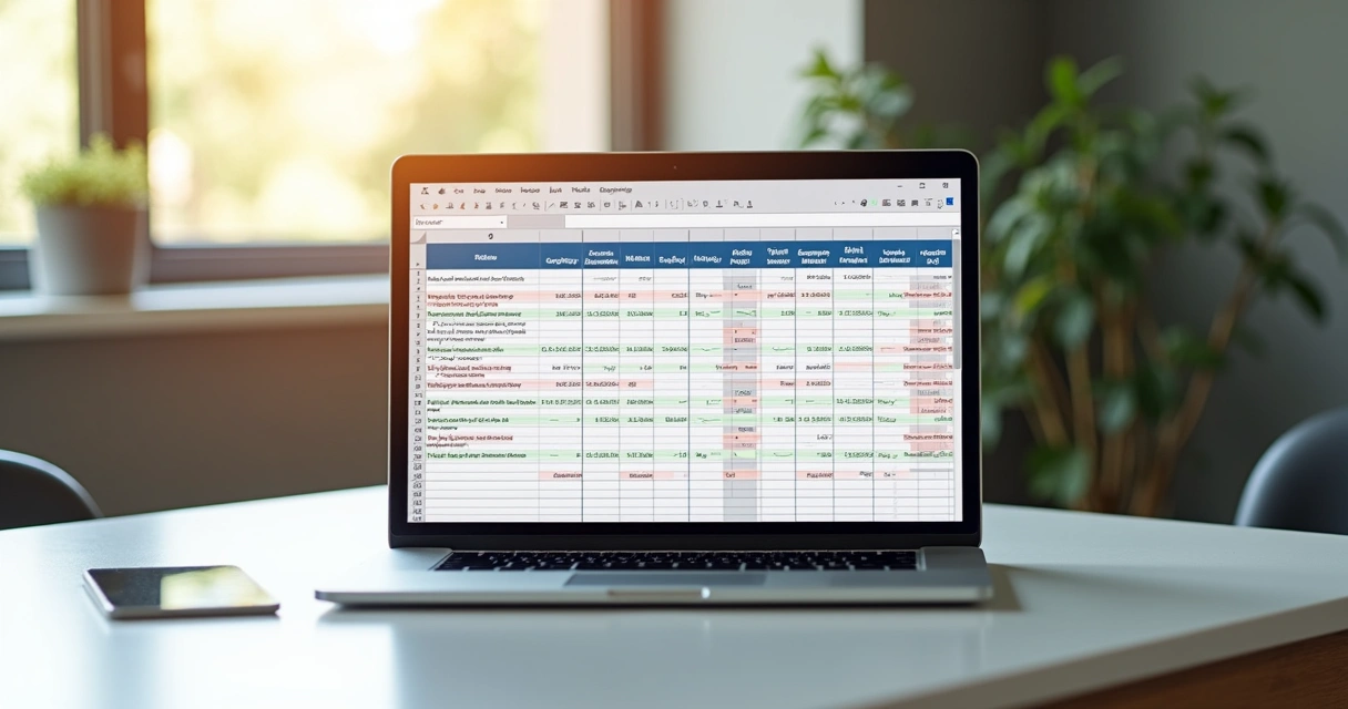 Planilha digital de controle de manutenção de eletrodomésticos aberta em um notebook 