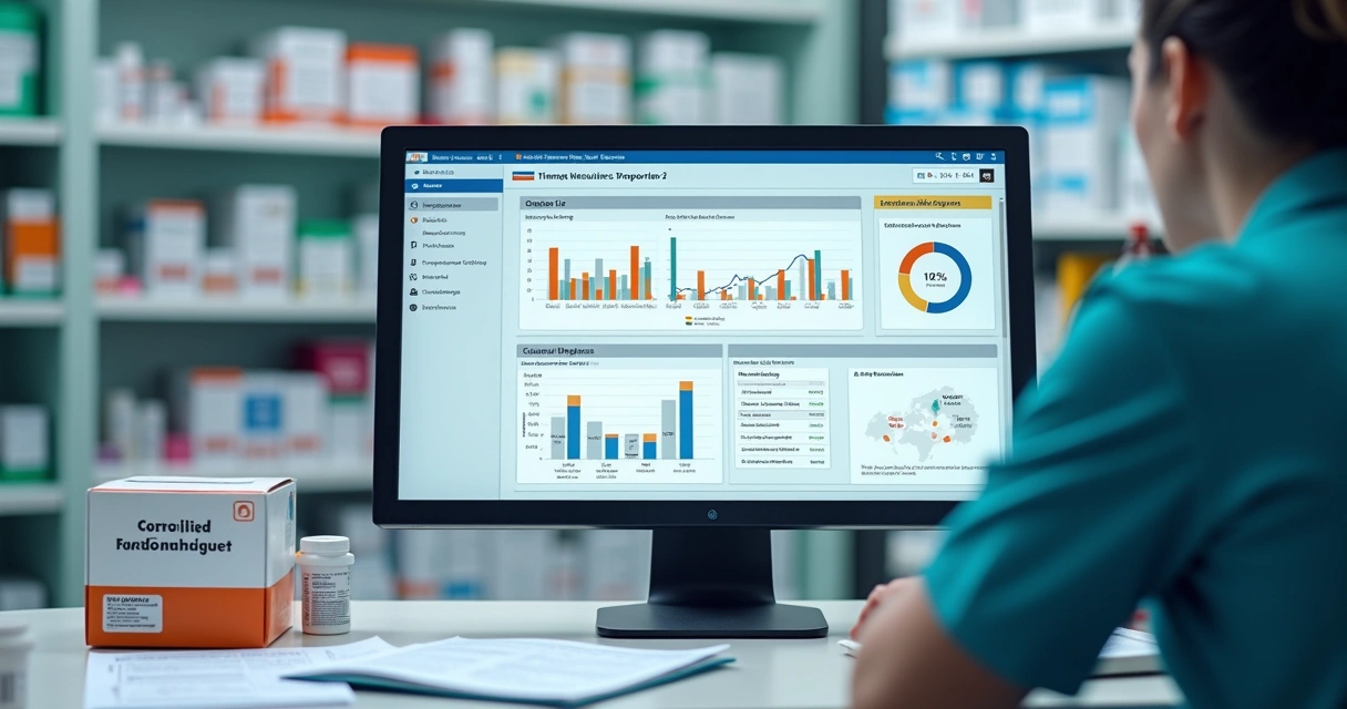 Sistema de controle de medicamentos com dashboard em tela 