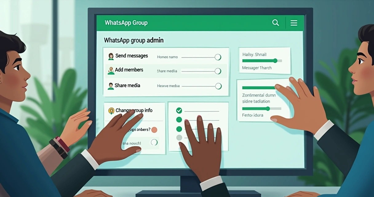 Painel digital com configurações de permissões de grupo 