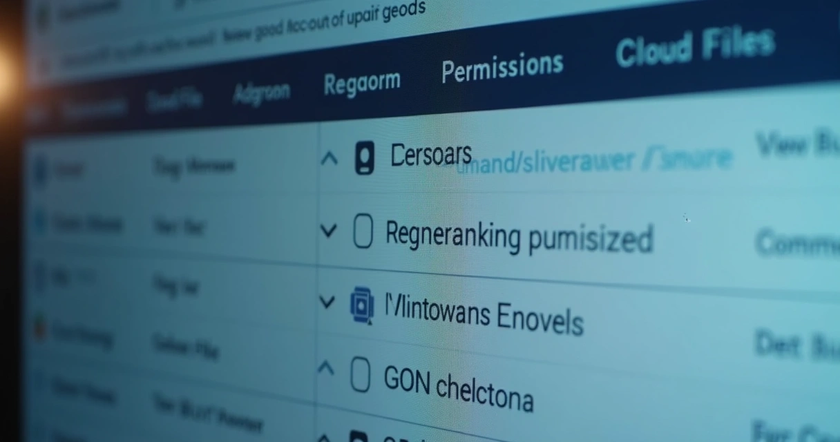 Tela mostrando controle de permissões de arquivos na nuvem 