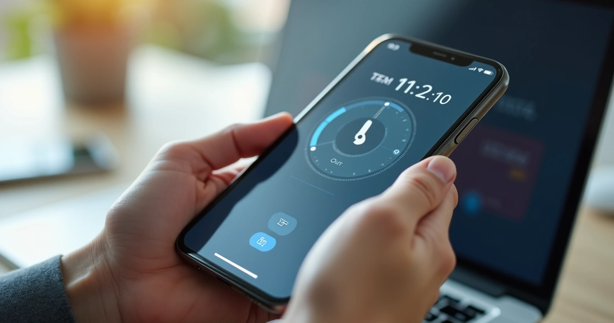 Aplicativo de controle de ponto aberto em smartphone na mão 