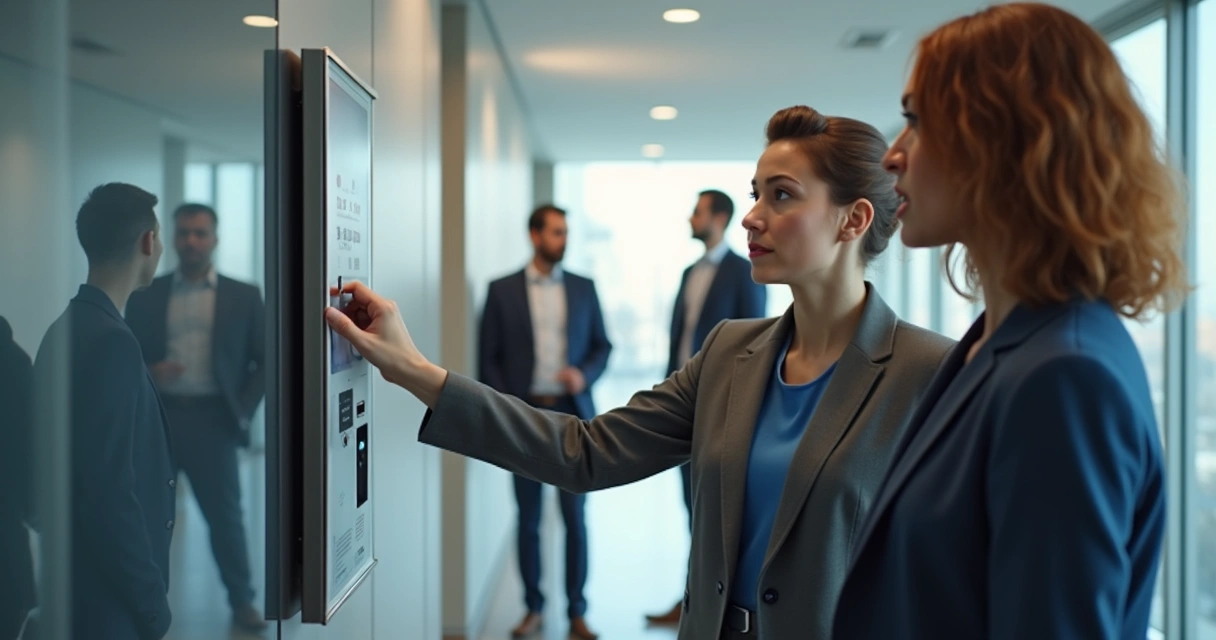 Funcionários registrando ponto em terminal digital 