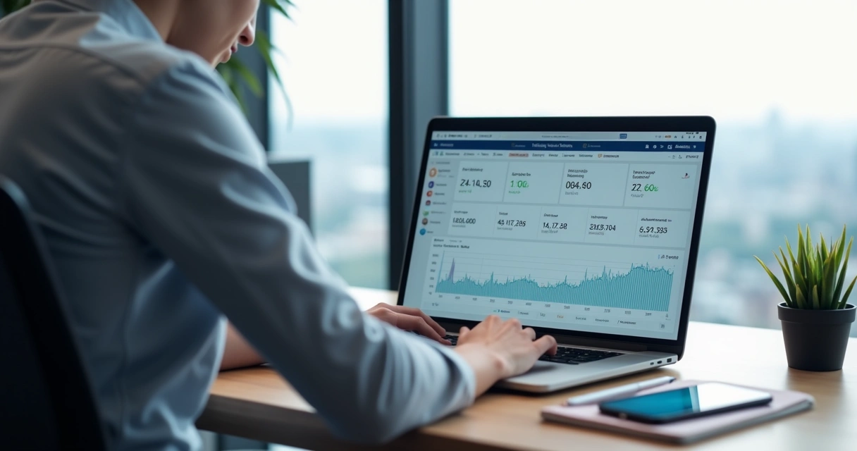 Consultor pj registrando ponto digital em laptop com dashboard de horas 