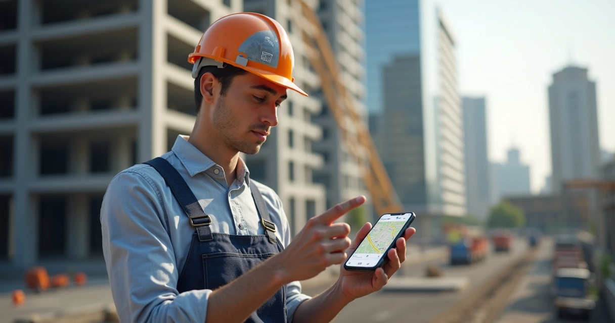 Funcionario registra ponto ao ar livre usando smartphone 