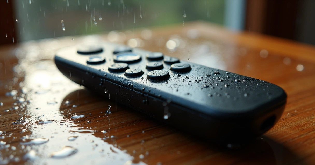 Controle de portão colocado em local úmido com gotas de água próximas