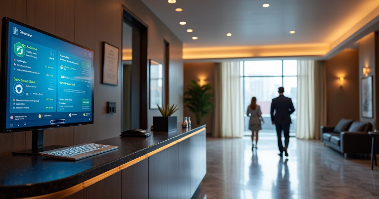 Painel digital de portaria de condomínio com notificações inteligentes 