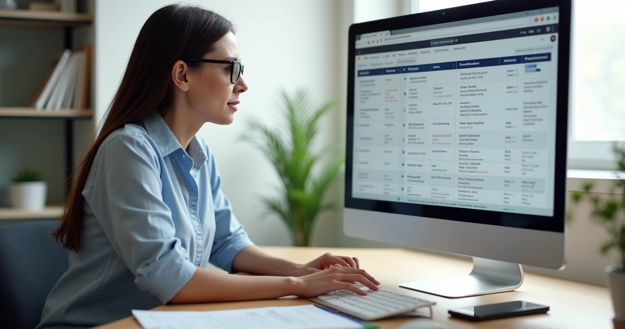 Profissional de RH analisando folha de ponto digital