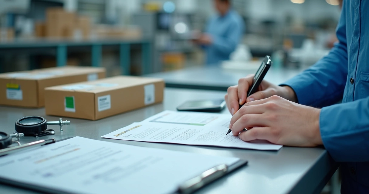 Inspeção de produto com checklist e medição 