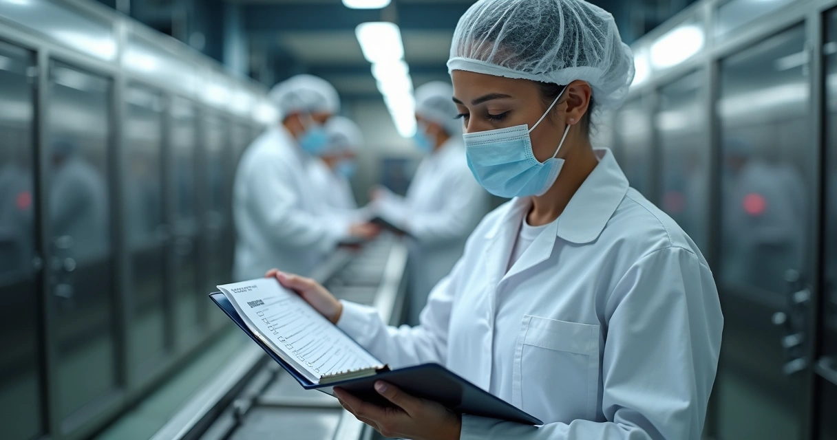 Técnica inspeção linha de produção alimentos 