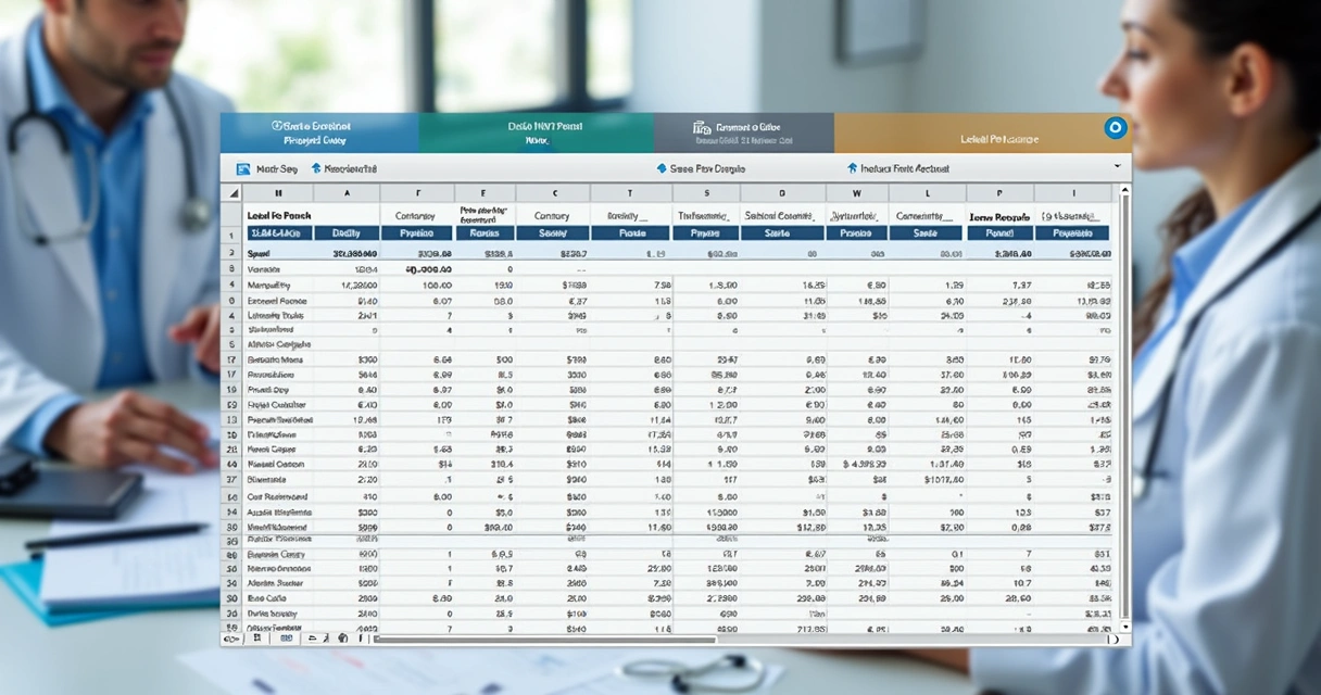 Planilha separando receitas de pessoa física e jurídica em consultório médico 