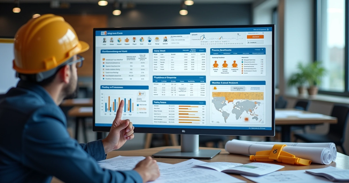 Painel digital com controle de obras e equipes 