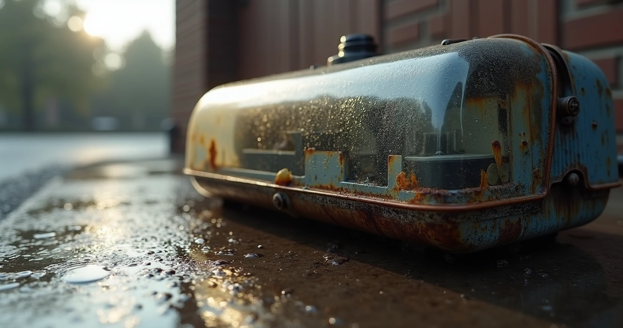 Controle remoto de portão com sinais de umidade 