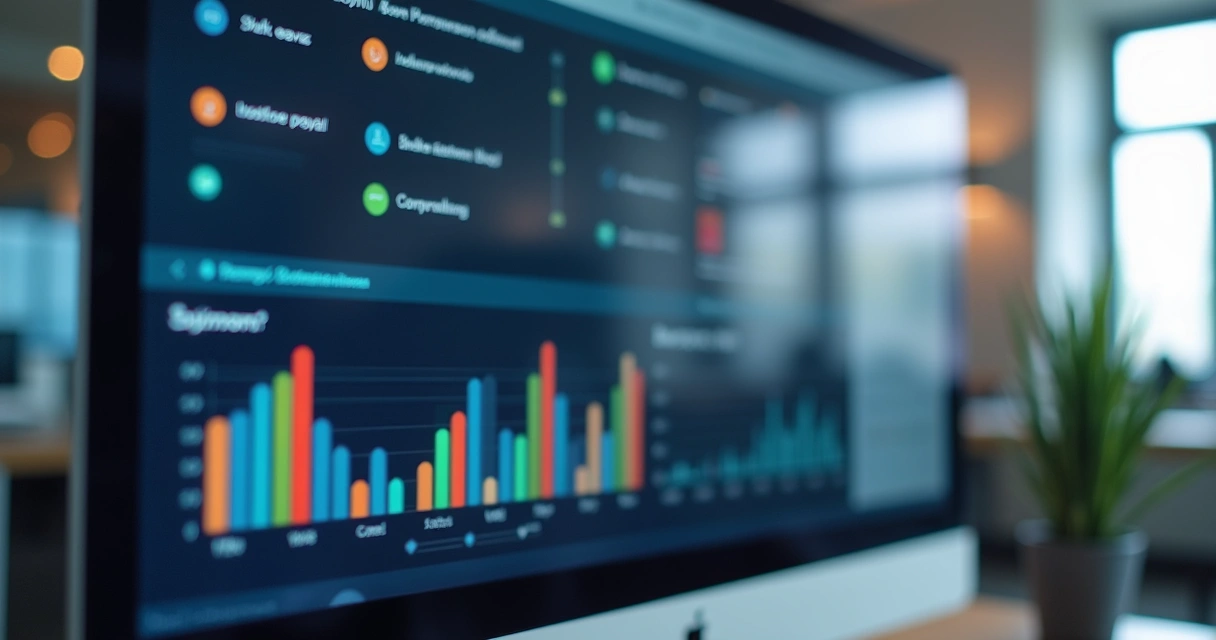 Painel digital de controle de RH em tela de computador 