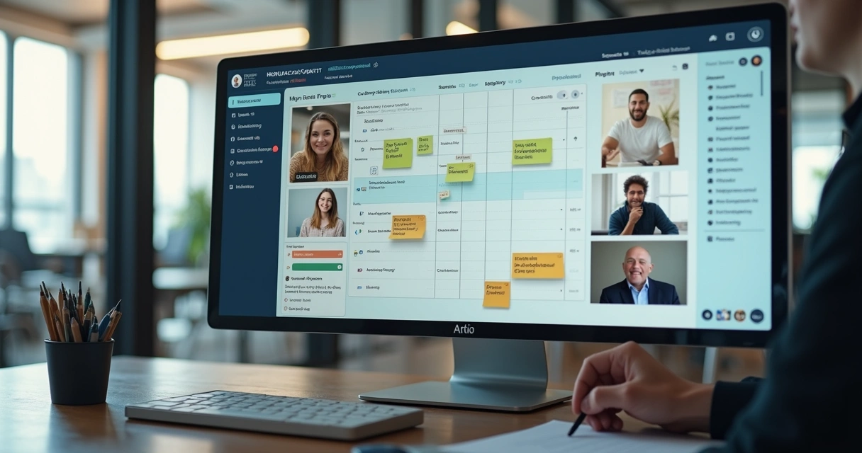 Painel digital de tarefas com equipe remota 