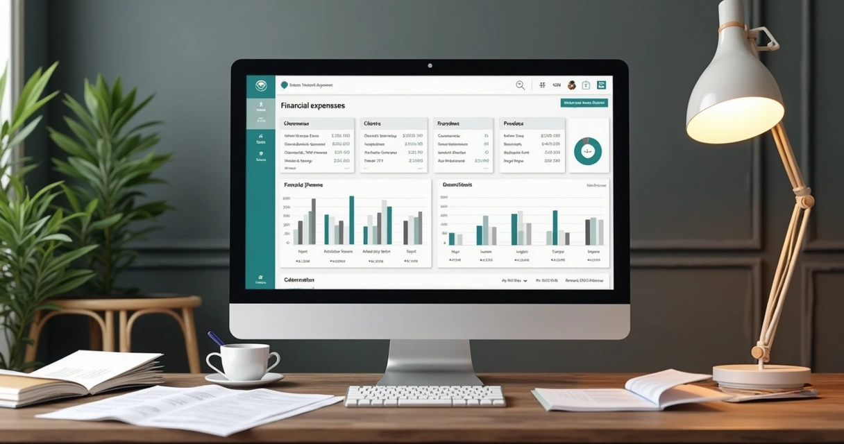 Gastos e receitas registradas em uma plataforma de gestão financeira autônoma 