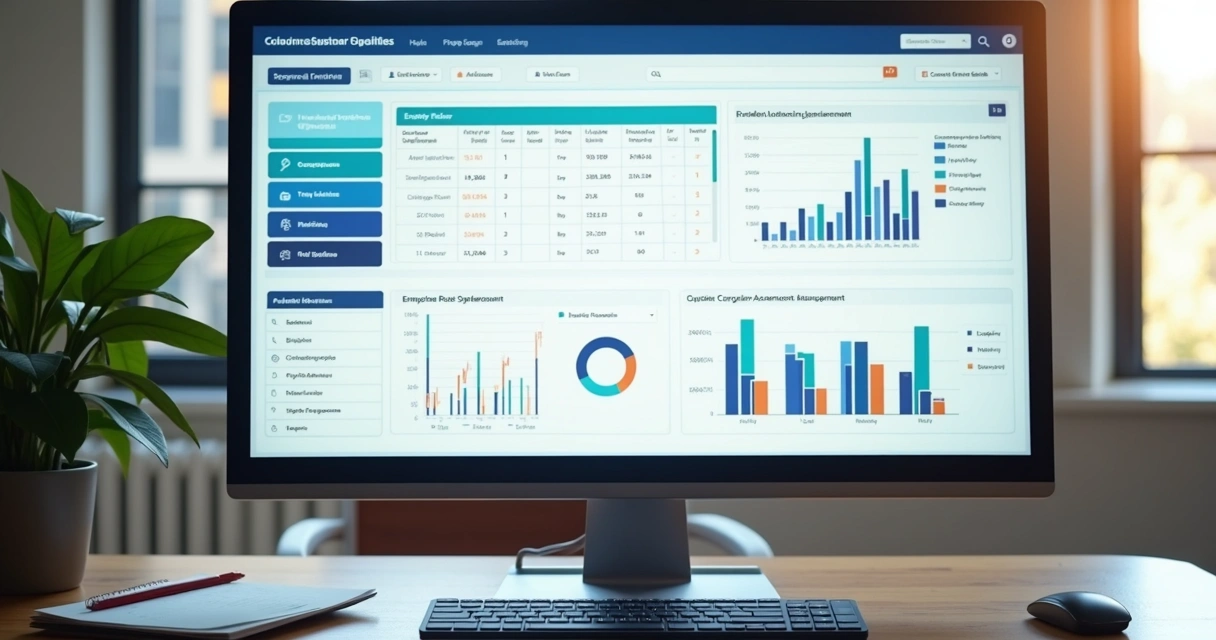 Tela de sistema de gestão corporativa de treinamentos com dados centralizados 
