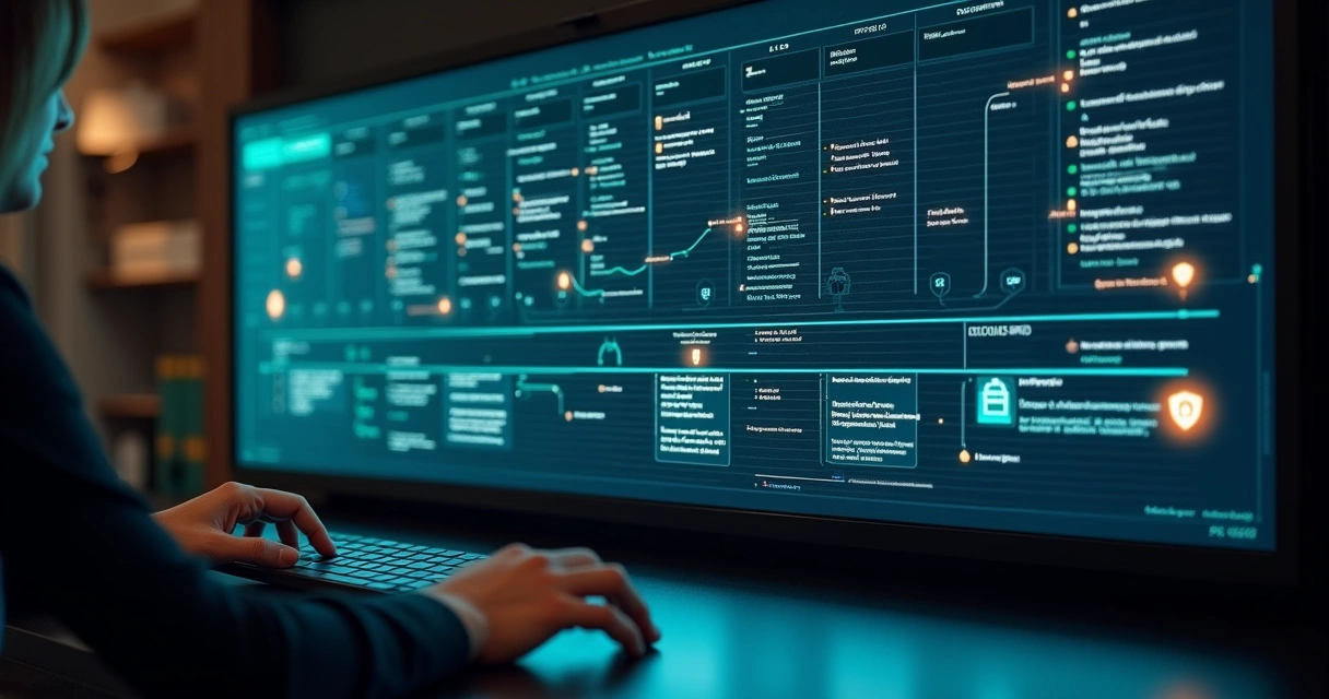 Painel digital exibindo trilha de auditoria detalhada de documentos 