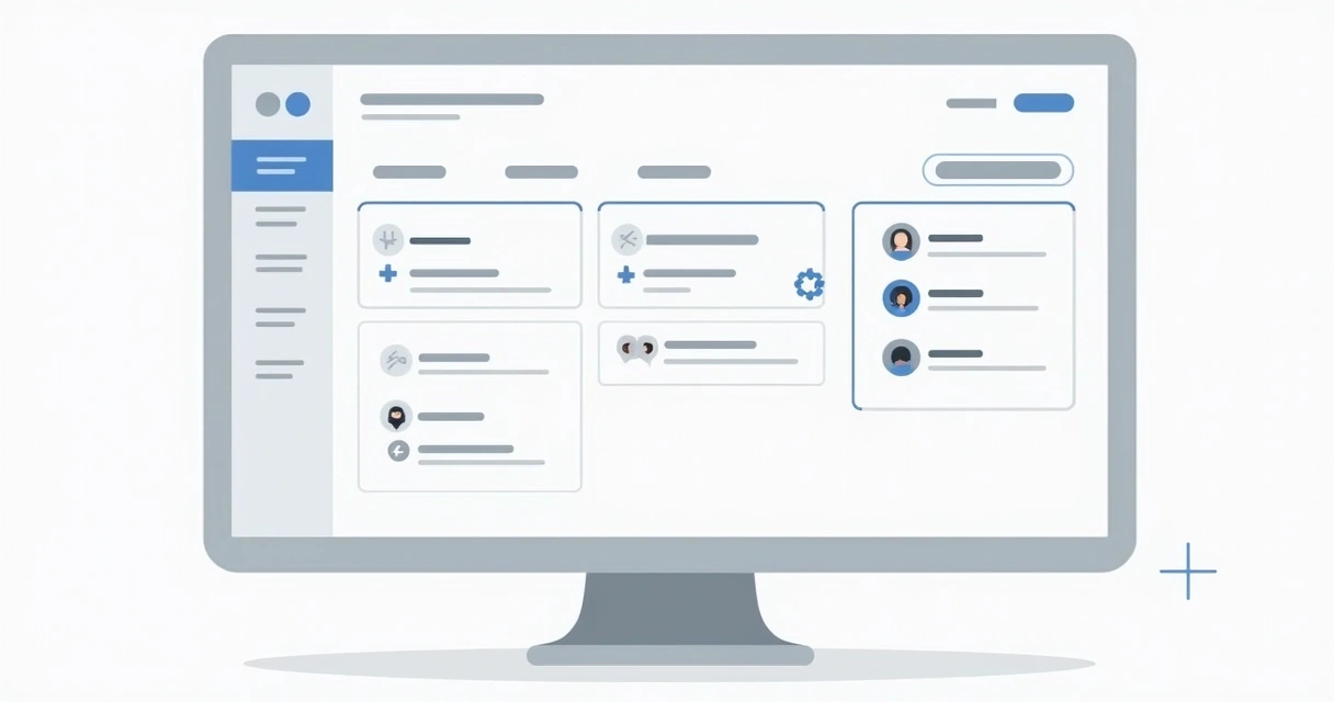Tela de sistema de gestão mostrando controle de trocas e ordens de serviço