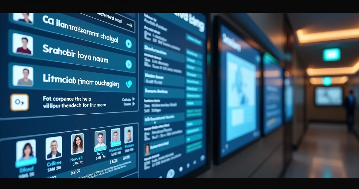 Painel digital mostrando registros de visitantes em condomínio
