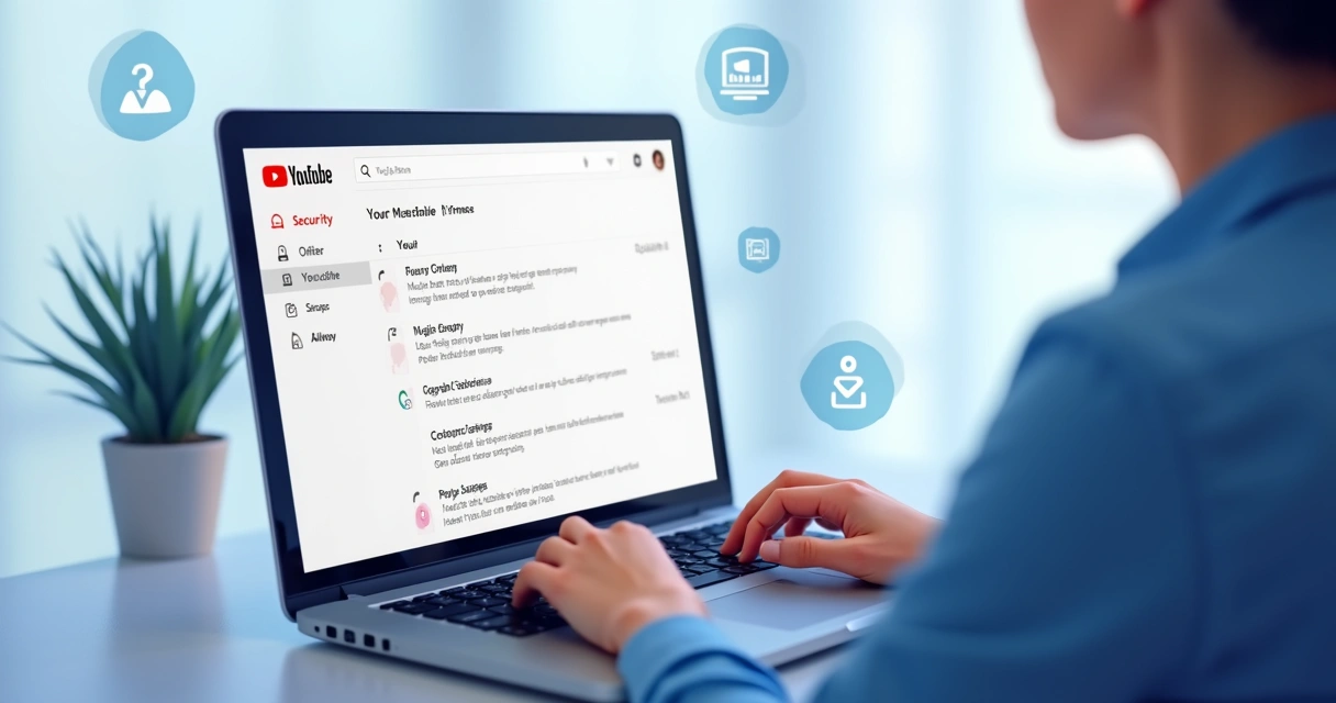 Tela de configurações de privacidade do YouTube aberta em um notebook 