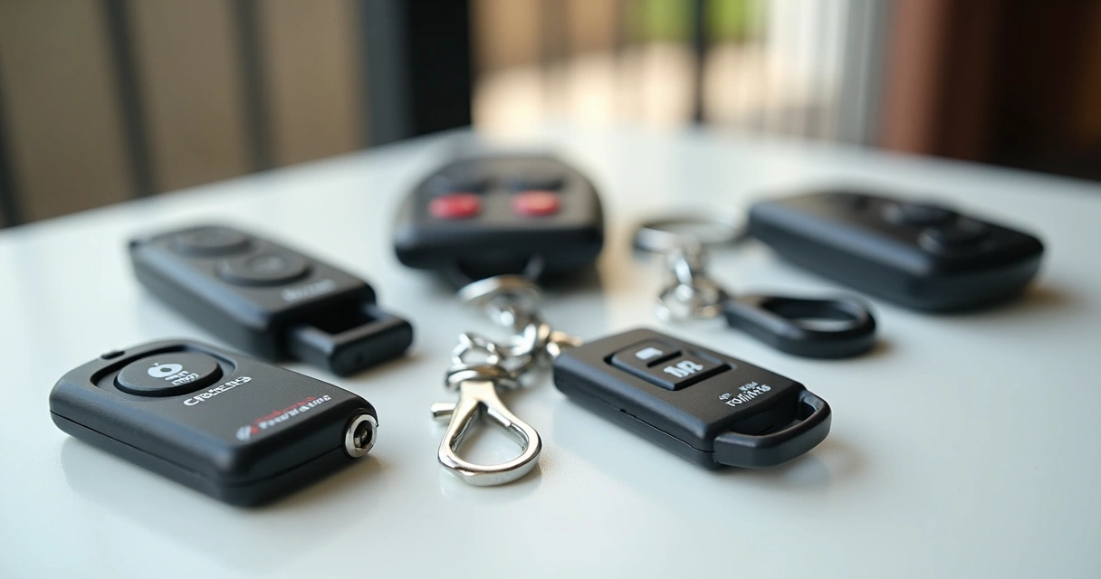 Tipos de controles para portão lado a lado, comparando botões e formas de proteção 