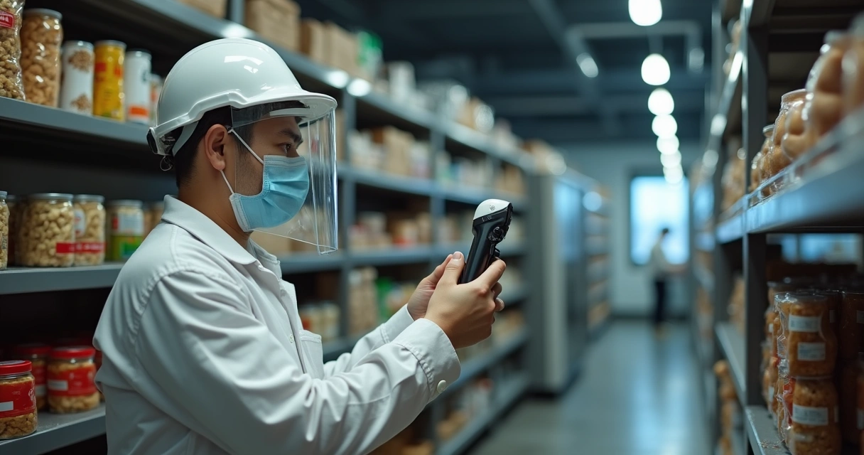 Técnico controla pragas em área de armazenamento de restaurante