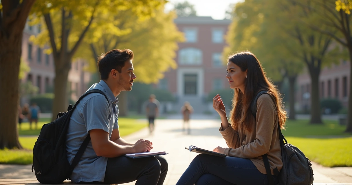 Estudante em conversa de apoio no campus 