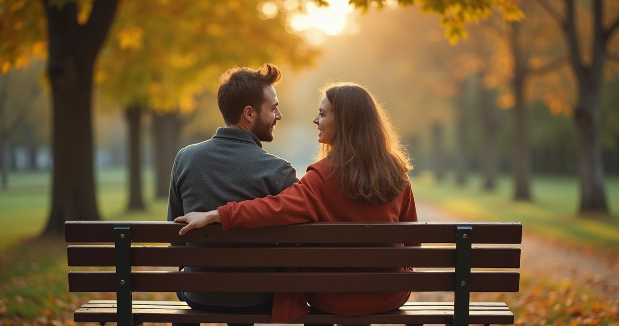 Duas pessoas sentadas em um banco conversando e compartilhando emoções 