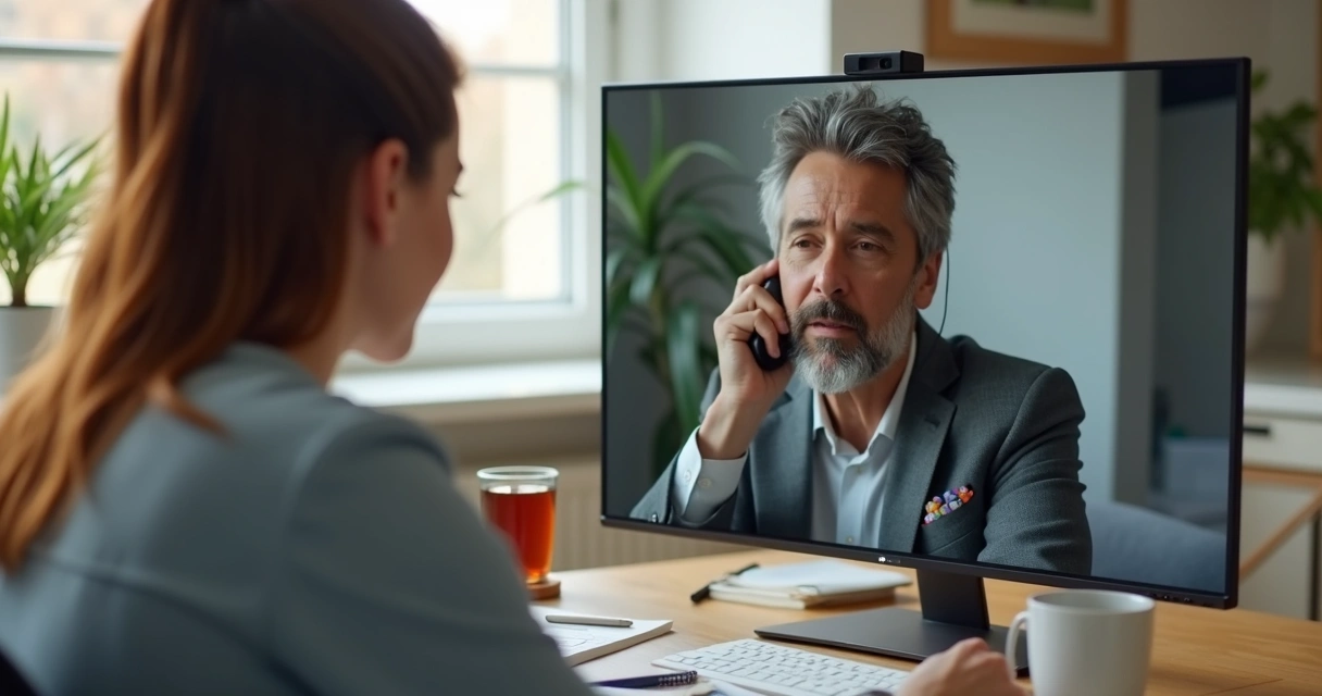 Conversa de apoio em chamada de vídeo no trabalho remoto 