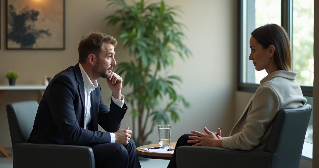 Duas pessoas conversando em ambiente de trabalho com escuta atenta 