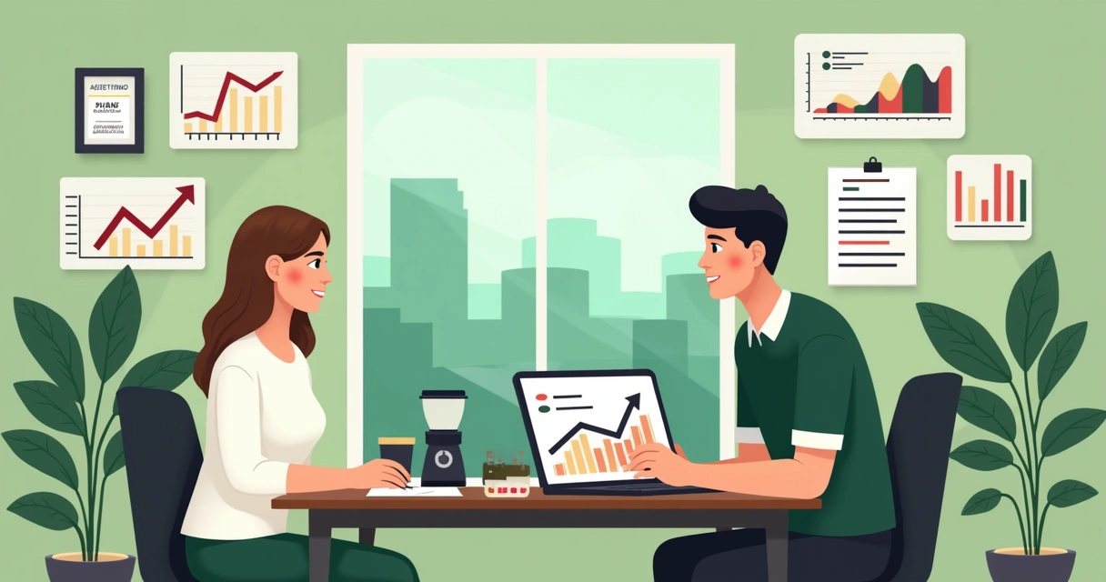 Ambiente de escritório ilustrando uma conversa entre cliente e assessor de investimentos sobre personalização financeira.