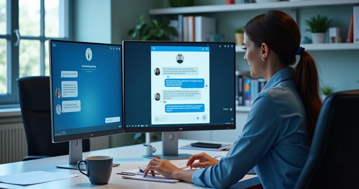 Pessoa conversa com assistente digital em tela de computador