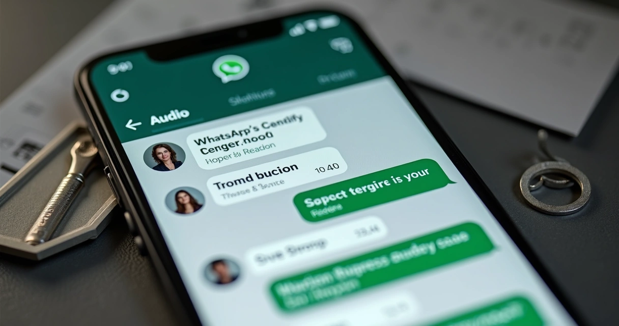 Celular com conversa de grupo e áudio destacado