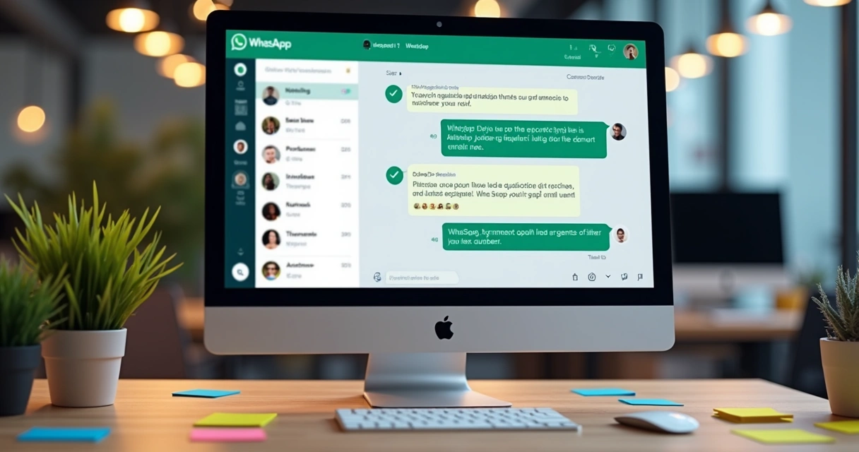 Tela de chat de WhatsApp com respostas automáticas organizadas 