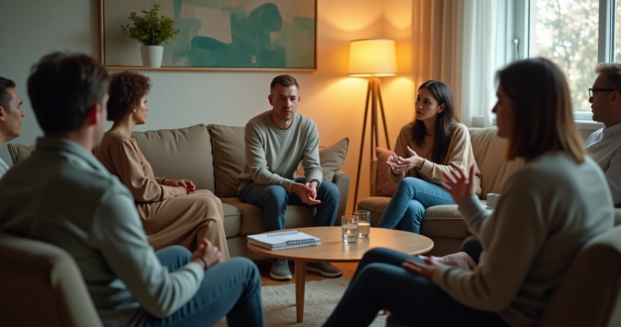 Pessoa em roda de conversa mantendo postura calma diante de crítica de outra pessoa 