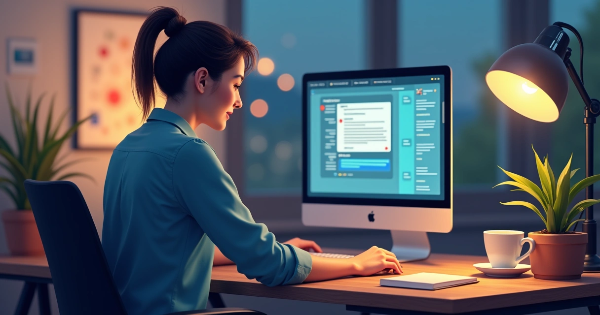 Ilustração de uma conversa entre pessoa e computador. 