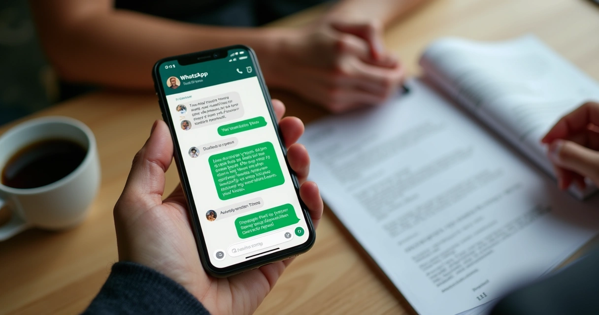 Tela de celular com conversa profissional no WhatsApp 