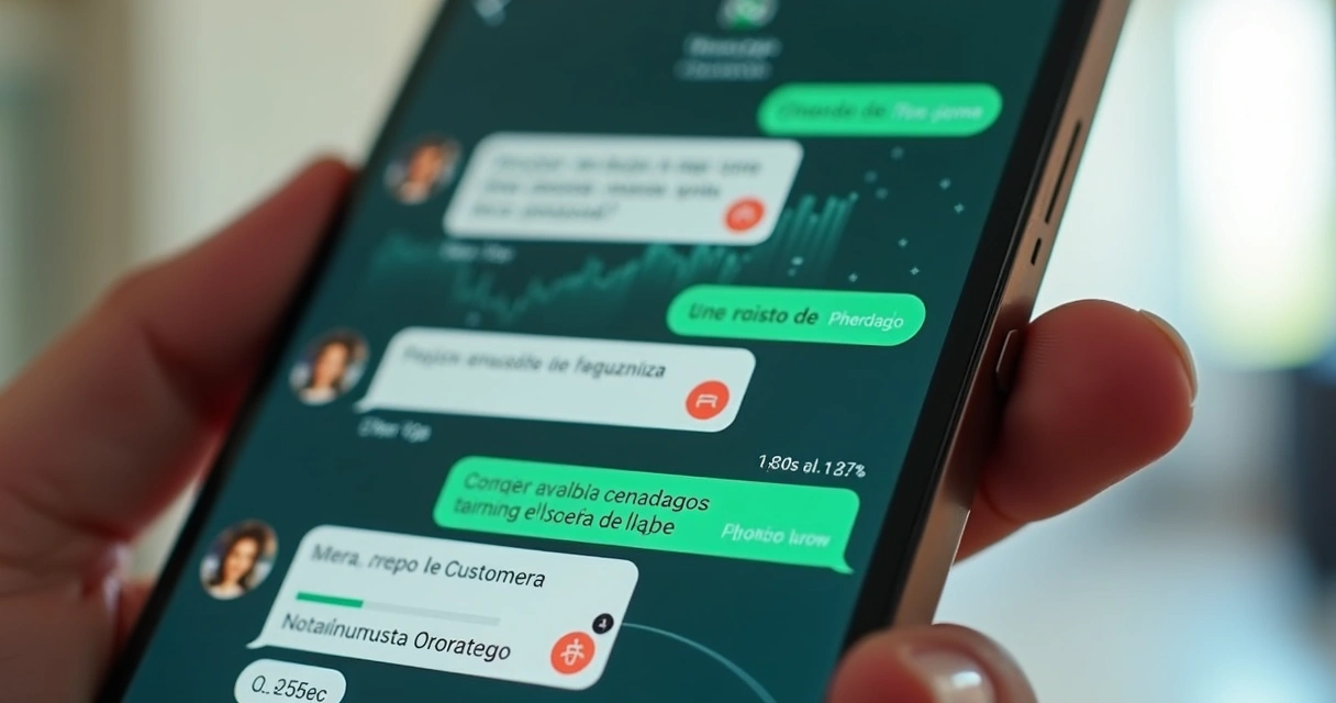 Conversa comercial com sinais de risco destacados 