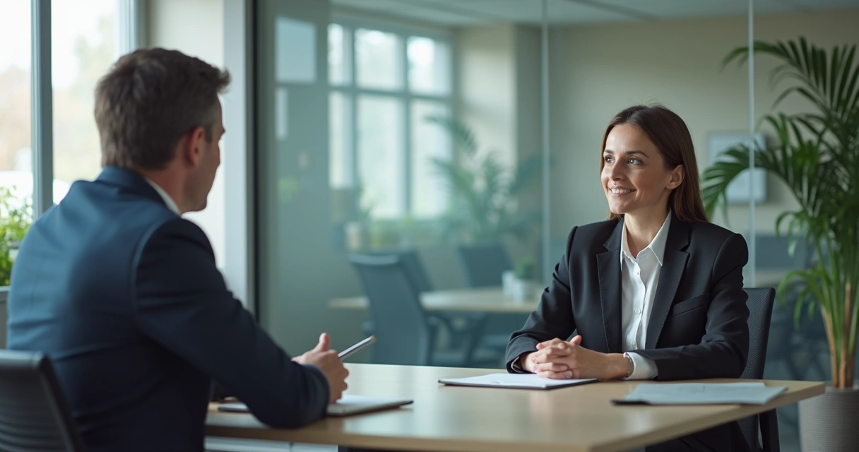 Duas pessoas em conversa reservada de feedback 