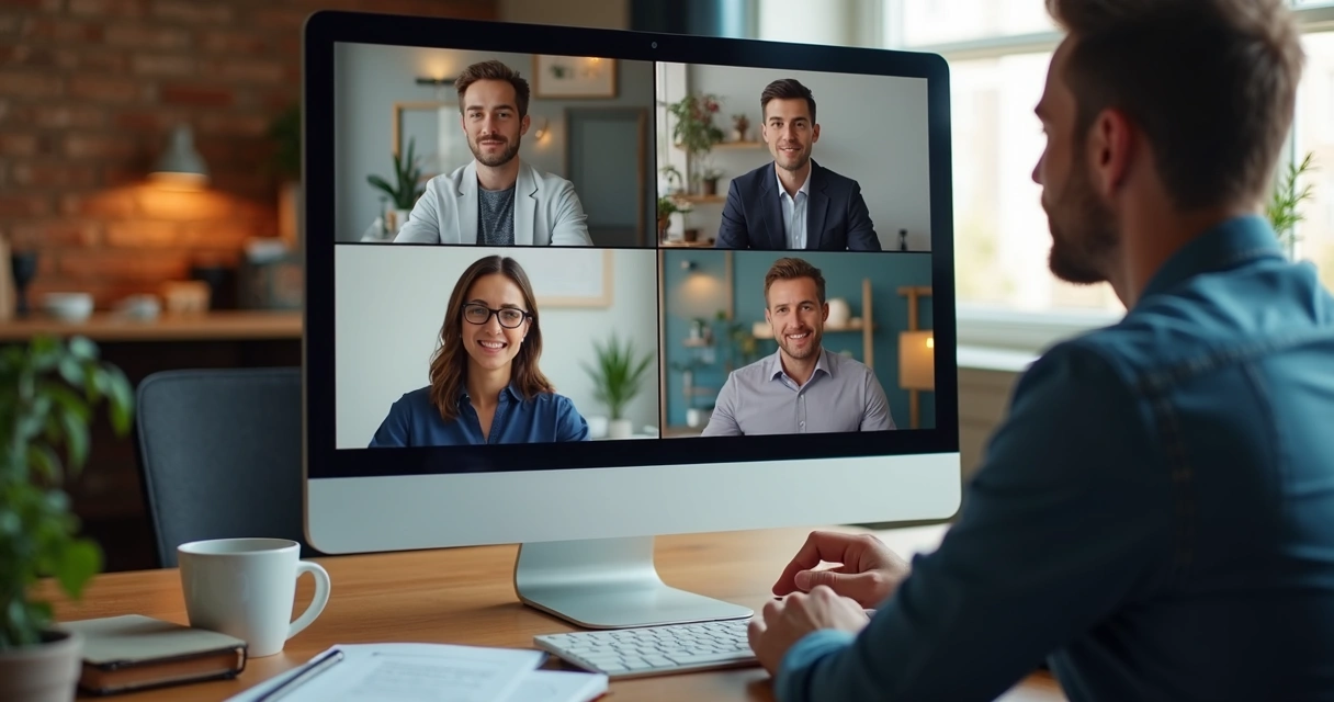 Reunião online com comunicação clara e humana 