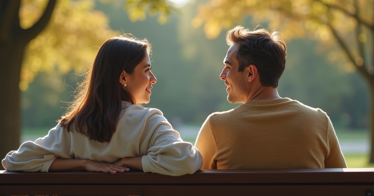 Duas pessoas sentadas conversam com atenção e empatia