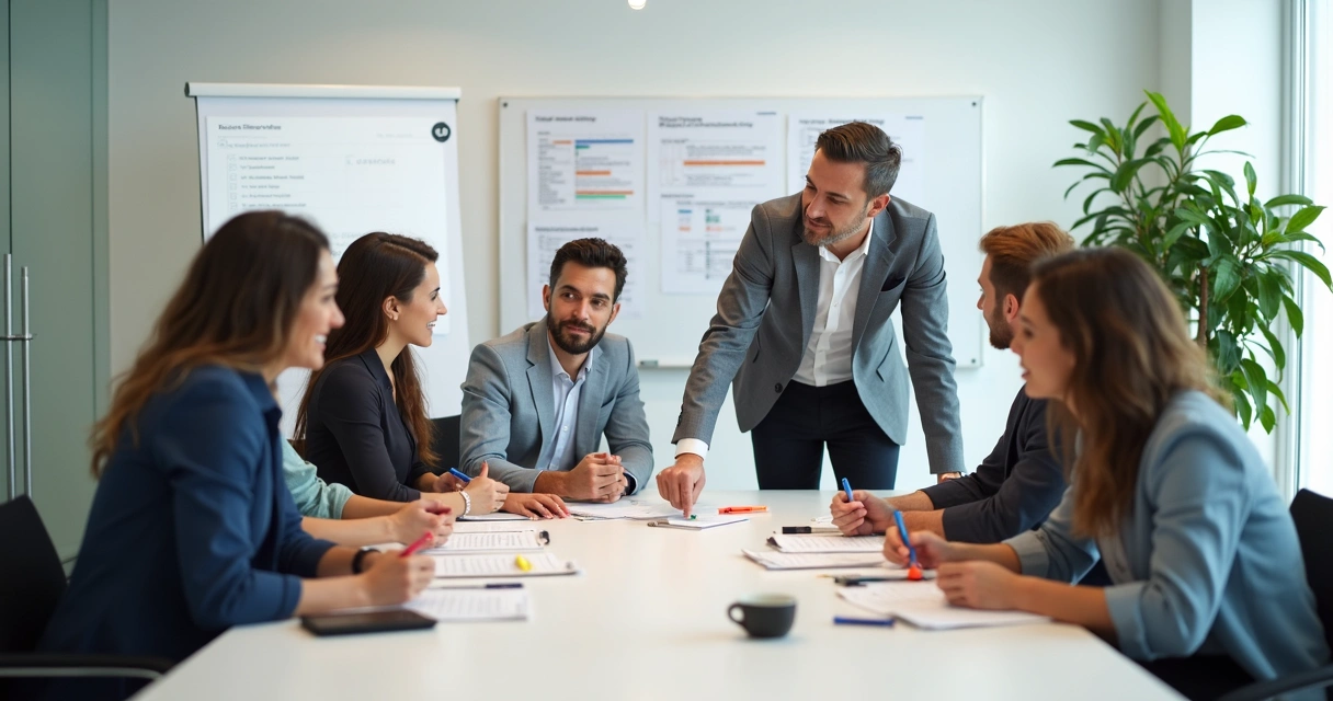 Grupo diverso construindo acordo em ambiente profissional 