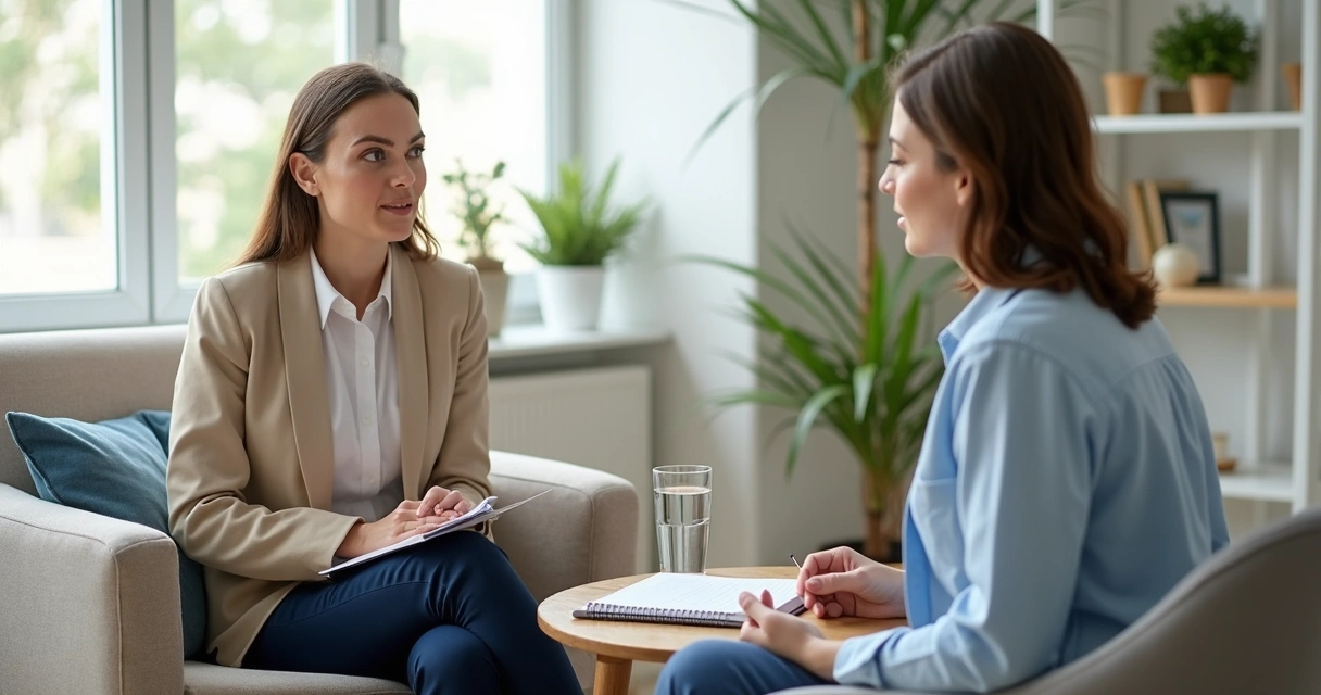 Duas pessoas em conversa atenta com escuta ativa