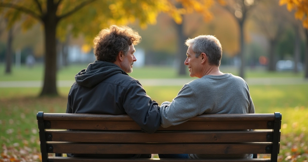 Duas pessoas conversando, uma ouvindo com atenção e a outra falando