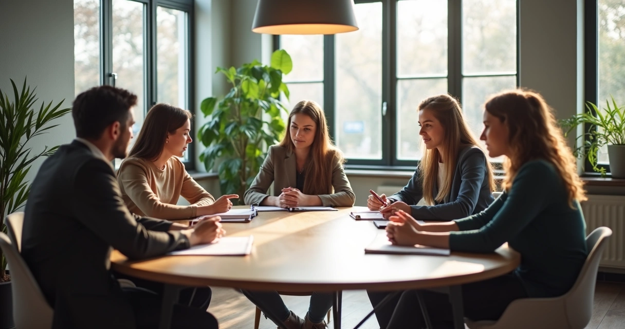 Reunião de equipe em conversa de feedback 