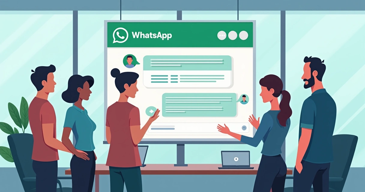 Equipe observando painel com chatbot automação IA no WhatsApp 