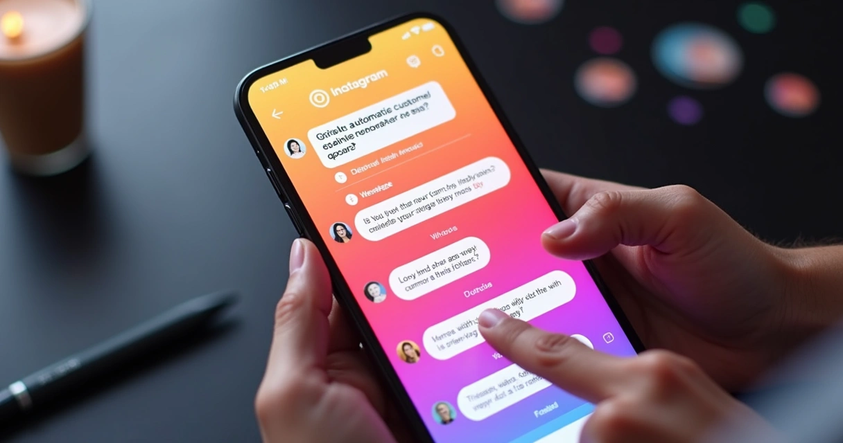Tela de um chat do Instagram Direct com mensagens automáticas interativas 