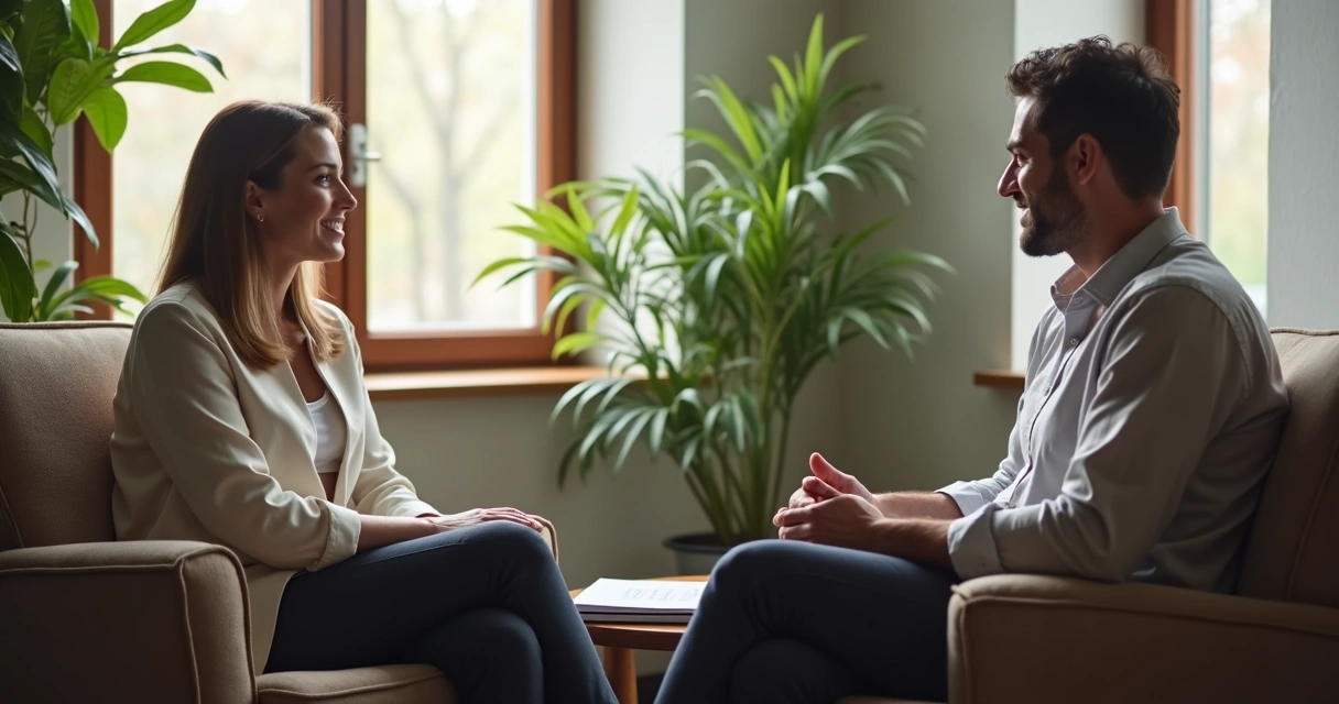 Conversa individual entre líder e colaborador no escritório