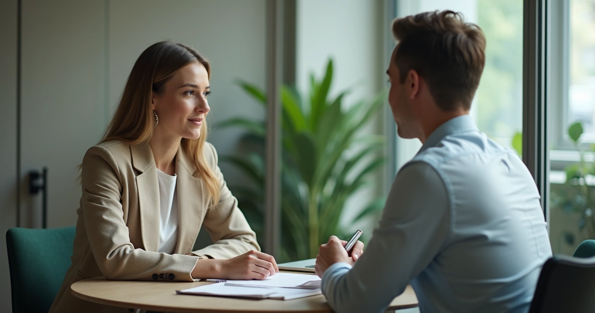 Liderança conversando com nova pessoa durante integração
