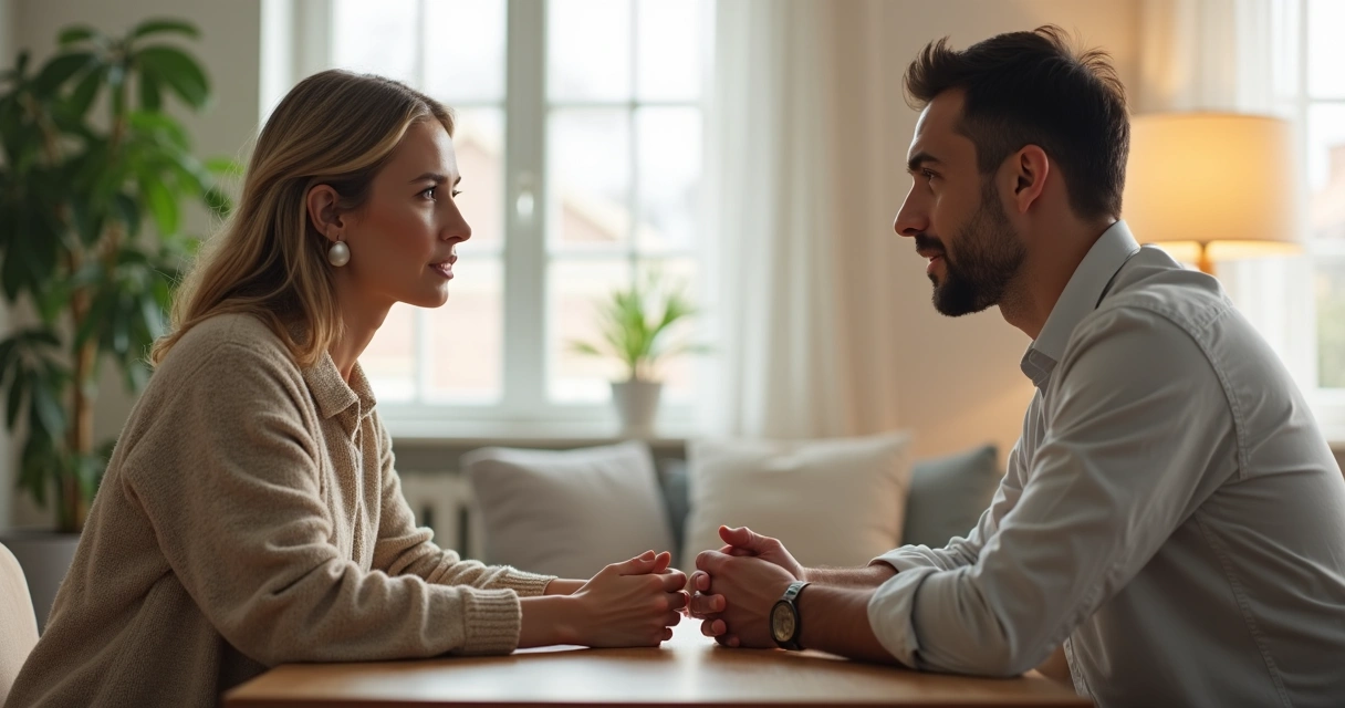 Duas pessoas conversando de modo respeitoso e atento. 